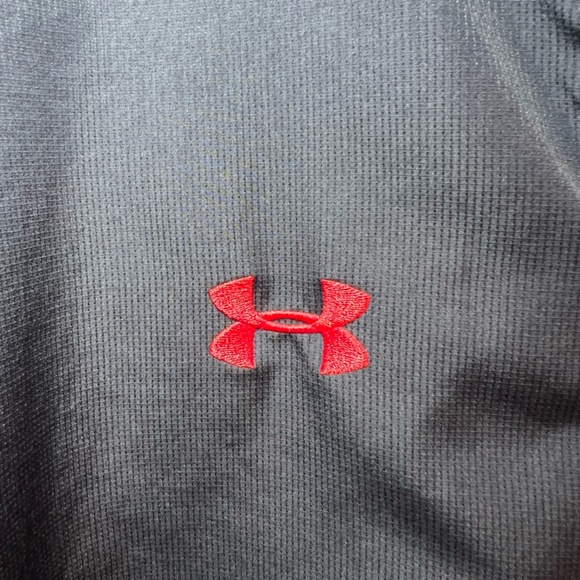 Under Armour Mens Essentials Full Zip Warmup Jacket Black & Red Pockets UA Large - Picture 4 of 14